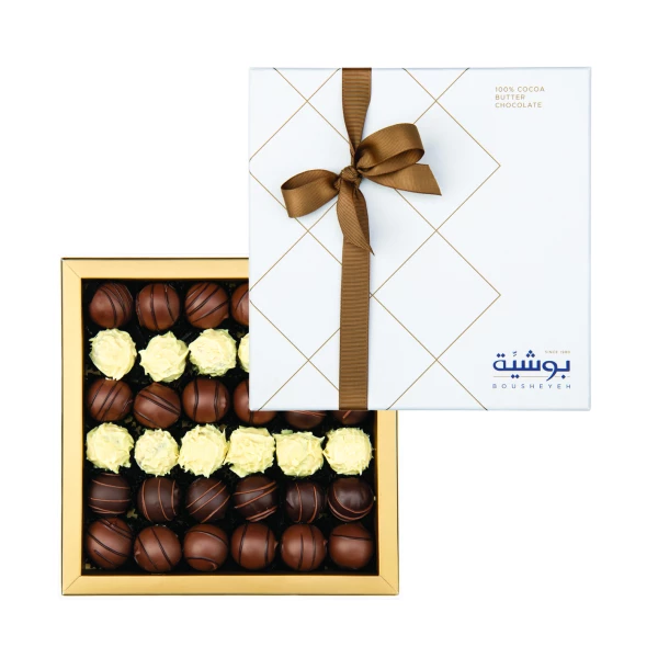 Assorted milk, dark and white truffle chocolate box