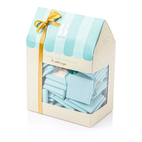 علبة بيت تحتوي ٣٥٠غ شوكولاتة بالحليب وغامقة سادة (بدون سكر مضاف)