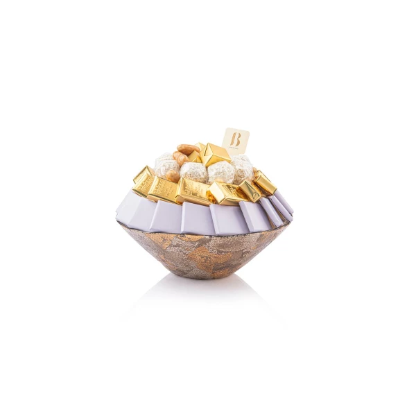 Gold glass bowl small with premuim chocolate arrangement