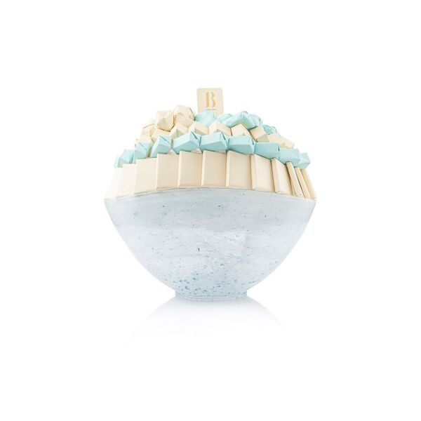 Blue glass bowl with premuim chocolate arrangement large