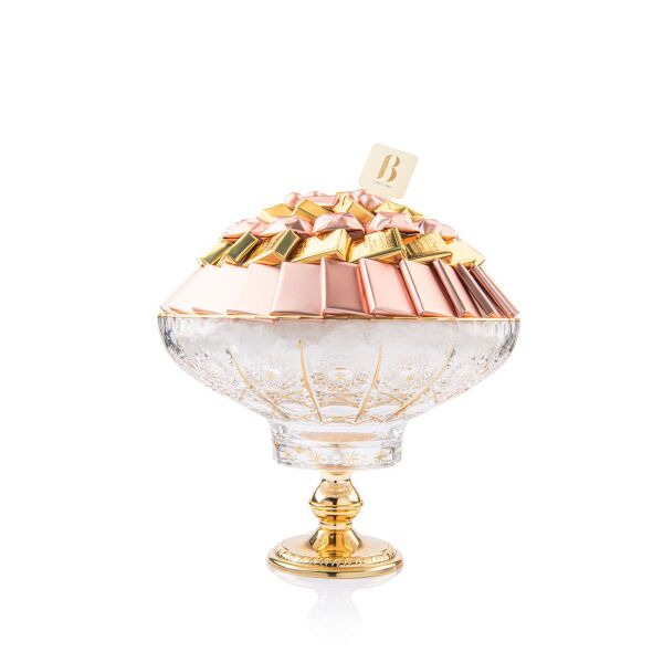 قطعة كريستال مذهب مع شوكولاتة فاخرة كبير