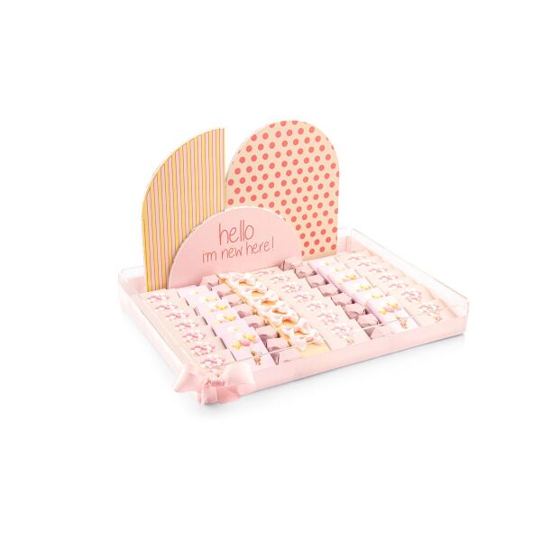 Baby boy plexi tray with customized newborn baby girl arrangement